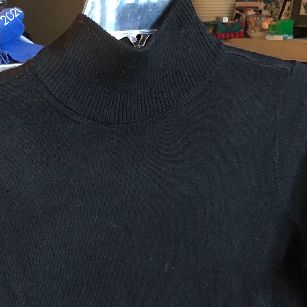 Eileen Fisher Black Merino Mock Neck Top, XS, NWT